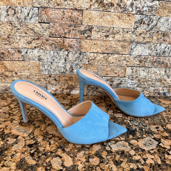L'AGENCE  LOLITA OPEN TOE MULES‎  OCEAN SUEDE - Picture 6 of 12